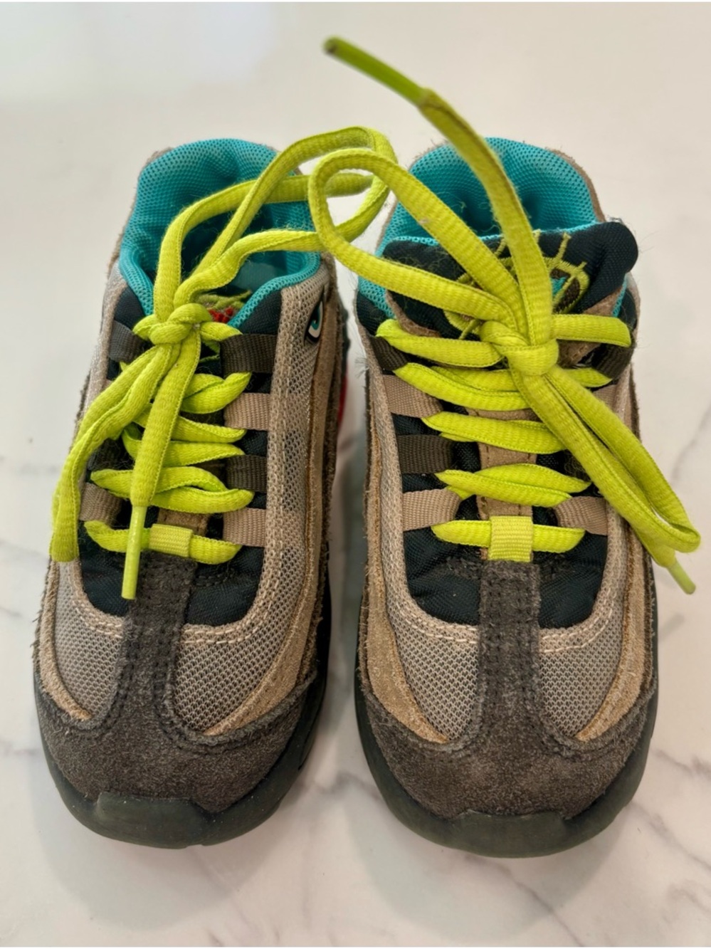 Nike Kids Athletic Sneakers in Lime Green and Teal - Comfortable Everyday Shoes